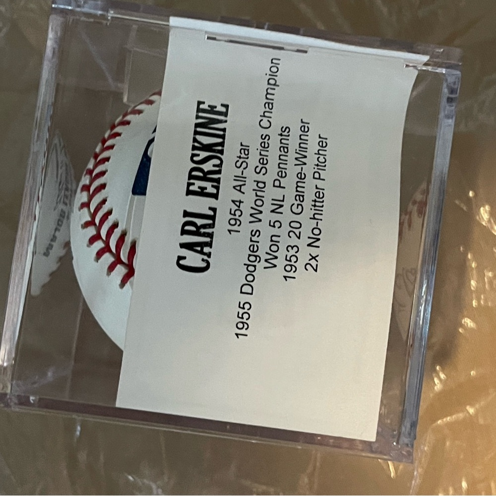 CARL ERSKINE Autographed Baseball Tristar Hidden